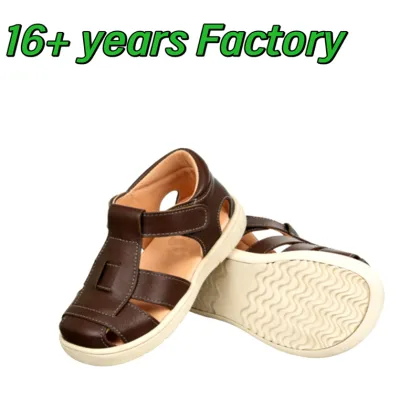 Soft Leather Closed Toe Barefoot Kids Sandals Non Slip Toddler Boys Summer Outdoor Sandals