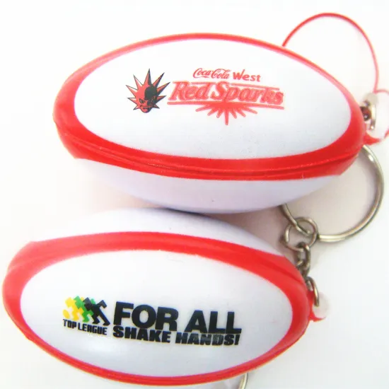 PU Rugby Stress Ball Key Chain Football Foam Ball Key Ring