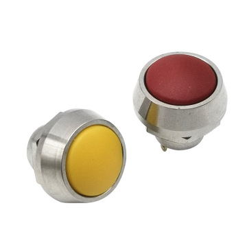 Waterproof IP65 12mm Momentary Metal Push Button Switch with Domed Head and Pin Terminal