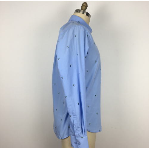 High Quality Cutting Flower polyester cotton Men Shirt