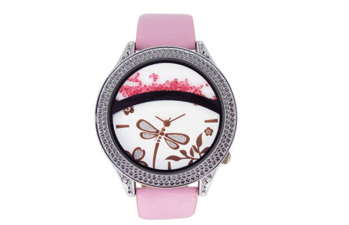 Shock Proof Leather Wristband Watch Kids Analog Watch With Dragonfly Dial