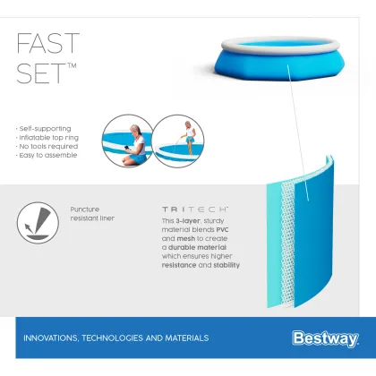 2025 Bestway 57448 Fast Set Inflatable Round Pool
