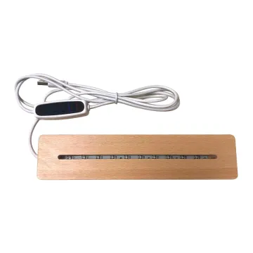 LED Wooden Beech Wood Rectangle Base for Acrylic Plate Night Light - Living Room Decor