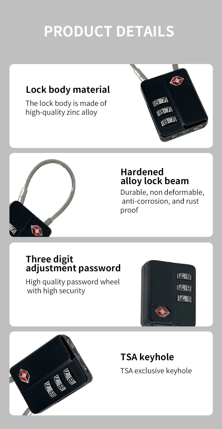 4 tsa cable Padlock