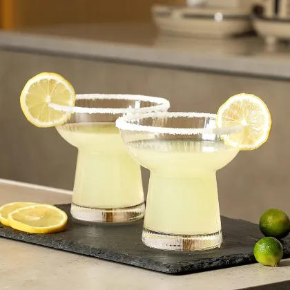 Elegant Stemless Vertical Stripes Cocktail Glasses