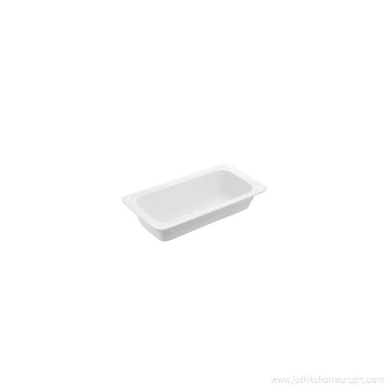 Rectangular Bright White Porcelain Food Pans