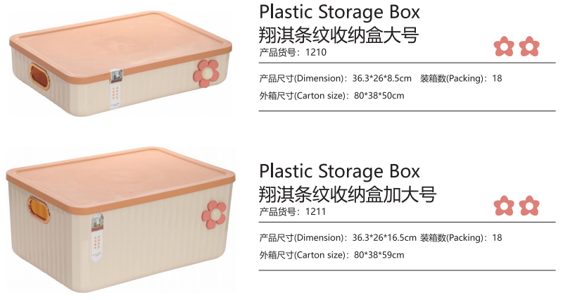 Ribbed Container Plastic Storage Box with Lid & Handle
