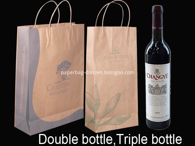 Color Double Paper Wine Bag