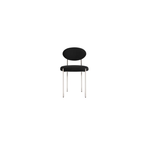 Silla de comedor de cuero negro cómodo con espalda duradera