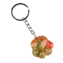 Unakite Cat Claw Keychain Handmade Craved Animal Palm Pendant Key Accessories