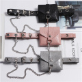 Fashion All-match Grey&Pink Croco Lipstick Belt Bag