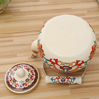 3.5L Pear Shape Pottery Handle Enamel Kettle