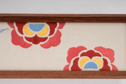 Embroidered Rhododendron And Cloud Wooden Tea Box