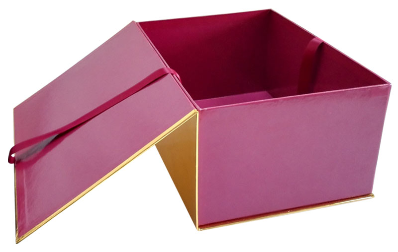 Ribbon closure apparel packaging box