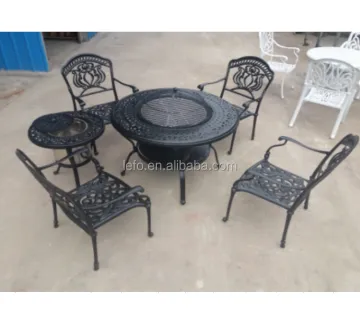 Patio Outdoor Cast Aluminum BBQ Table Set