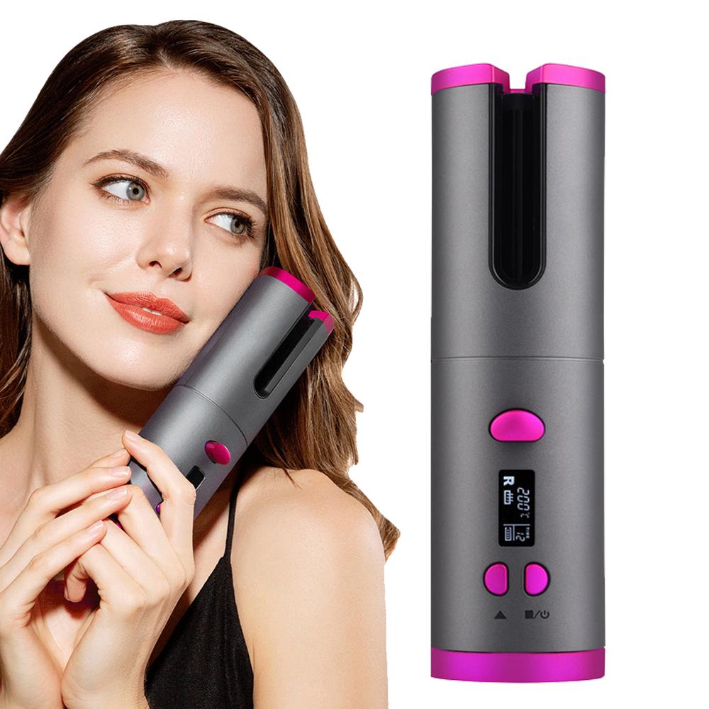 Auto Cordless Hair Curler Portable Wireless USB Rechargeable Curling Iron Ceramic Curler Wand Automatic Rotating Styling Tools
