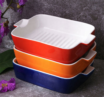 Customized Rectangle Kitchen Ware Baking Tray Ceramic Bake Pan Bakeware Sets