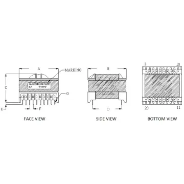 ETD49 24v dc to 220v ac led transformer