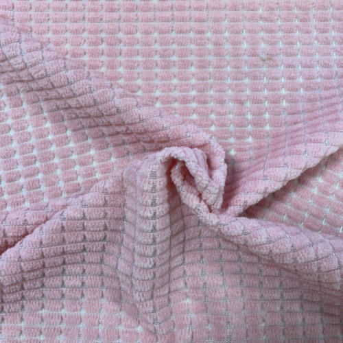 Coral Fleece with Drop-needle Check Jacquard Fabric