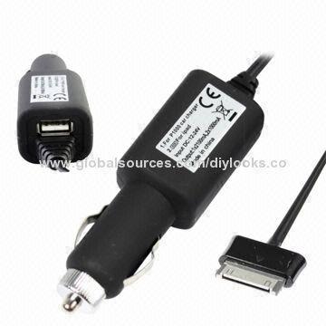 2-in-1 Car Charger with USB, for Samsung Galaxy Tab/P1000/Galaxy Tab 8.0/N5100/Galaxy Tab 2