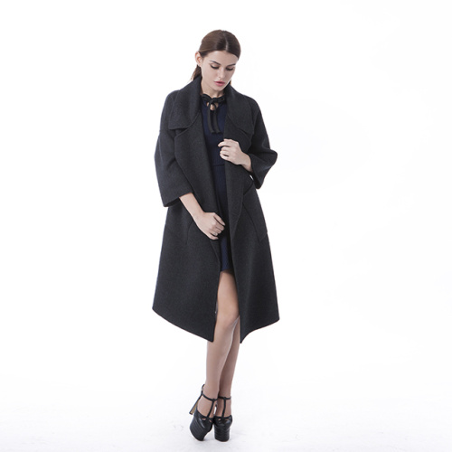 Fashionable black cashmere overcoat