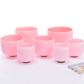 Colored Crystal Bowls Pink Colored Frosted Quartz Crystal Singing Bowl Factory
