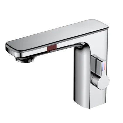 HONGDEC Temperature Display Dual Induction Basin Faucet