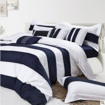 latest design , blue and white stripe bedding set .sateen bedding set