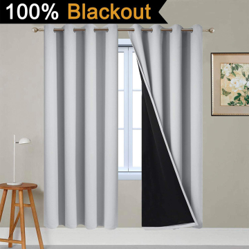 Light Grey 100% Blackout Curtains 72 Inch Long