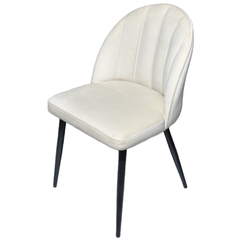 Silla de comedor moderna con respaldo de concha tapizada en color crema