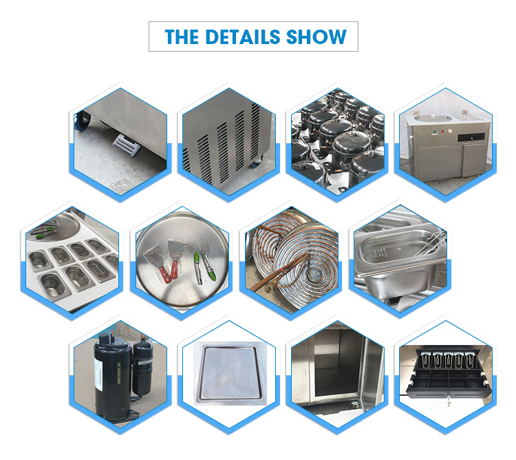 Groothandel Professionele fabrieksprijs Square of Round Big Pan Thailand Roll Fry Ice Cream Rolls Machine Commercial