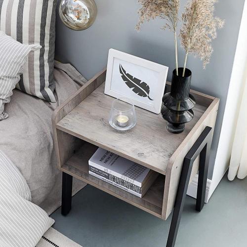 Bedroom Wood Side Tables Industrial With Metal Legs