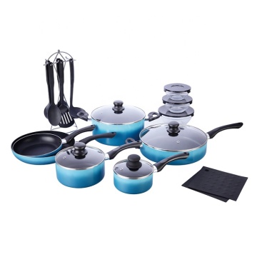 Lanxi 18ps Set di attrezzi da cucina antiaderente con pittura a gradiente e manici di bachelite