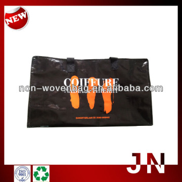 Foldable Promotion Woven Custom Green Zipper Bag, Laminated PP Woven Promotional Bag