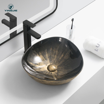 Gold Round Bathroom Sink Designs for Cultured Marble Basins