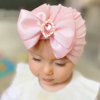 Baby Nylon Big Bow Turban Hats - Bohemia Donuts Girls Headwear