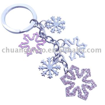 Fashion Metal Snowflake Diamond Keychain