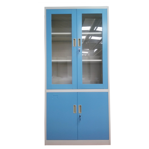 KD structure storage steel move door cabinet up swing glass door file cabinet