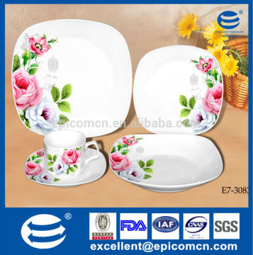 nice fresh color flower painting normal white 5pcs square turkish ceramic tray with tea set in sale