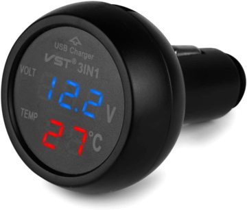 Plug and Play 3-in-1 Voltmeter Digital dan Termometer Untuk Kendaraan