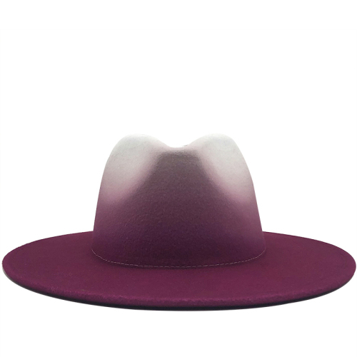 New Women Men Wool Vintage Trilby Felt Fedora Hat With Wide Brim Gentleman Elegant Gradient rose For Lady Winter Autumn Jazz Cap