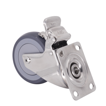 Thép không gỉ 5 inch Caster với phanh