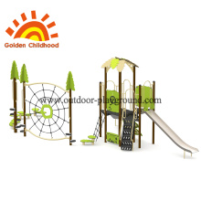 معدات ملعب للأطفال في الهواء الطلق نمط أخضر بسيط للأطفال