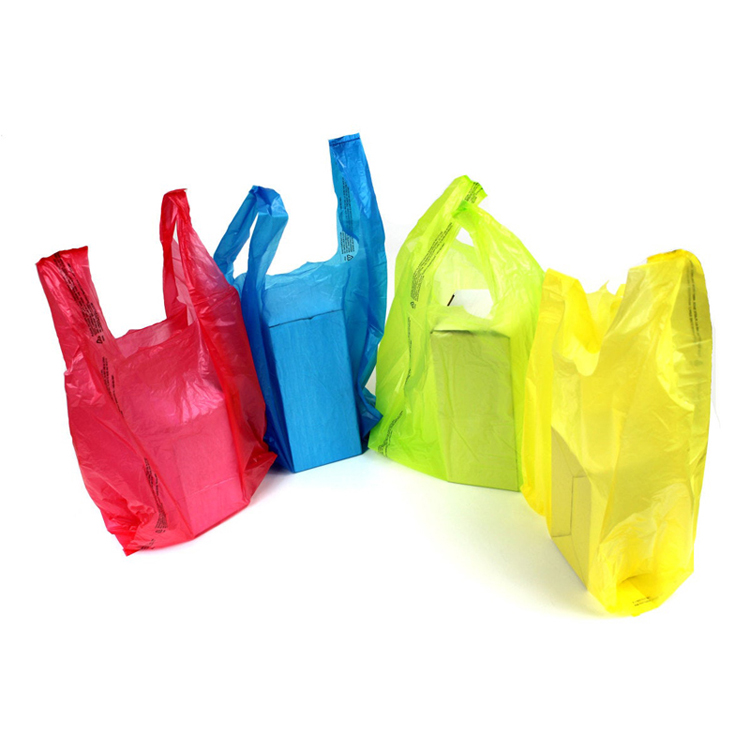 Custom Reusable Biodegradable Grocery Shopping Plastic T Shirt Bags