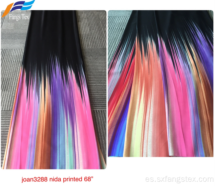 Rainbow Nida Impreso Poliéster Crepe Abaya Vestido de tela