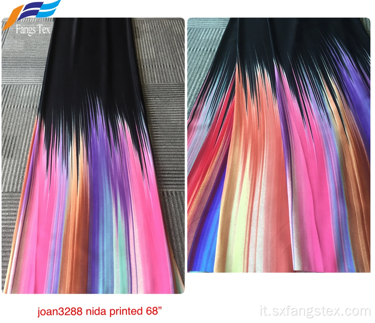 Tessuto per abiti Abaya in crêpe di poliestere stampato Rainbow Nida