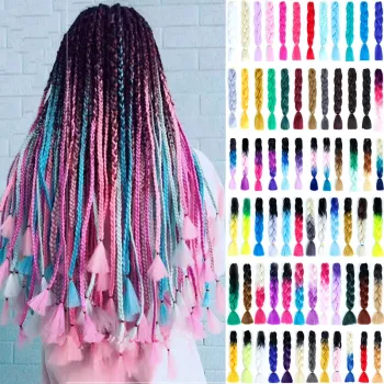 Jumbo Braiding Hair Extensions Braiding Hair 24 Inch Ombre Multiple Tone Colored Synthetic Hair for Women