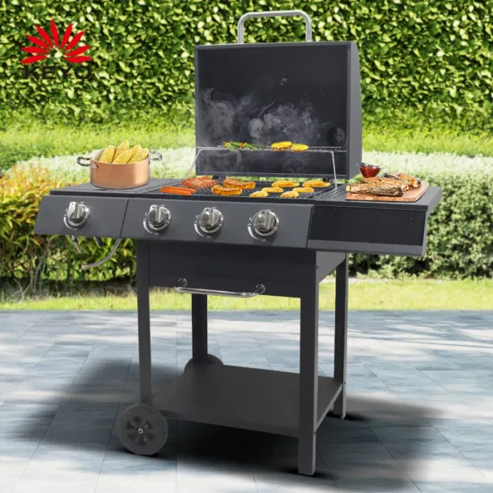 Gas grills Patio barbecue 3 burners bbq grill trolley with side