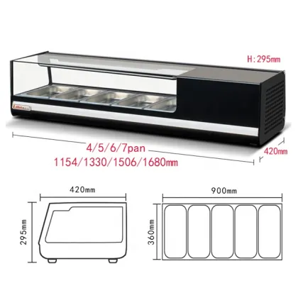 6pan sushi fruit cake display freezer