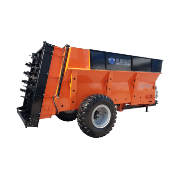 Tractor trailed manure spreader with twin vertical beaters for cow dung